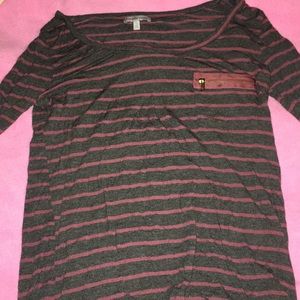 Gray with purple striped shirt